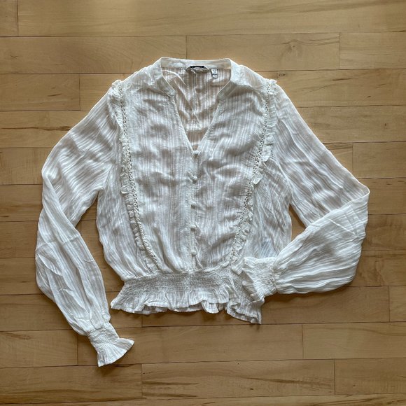 White Ruffled Blouse - Picture 1 of 5